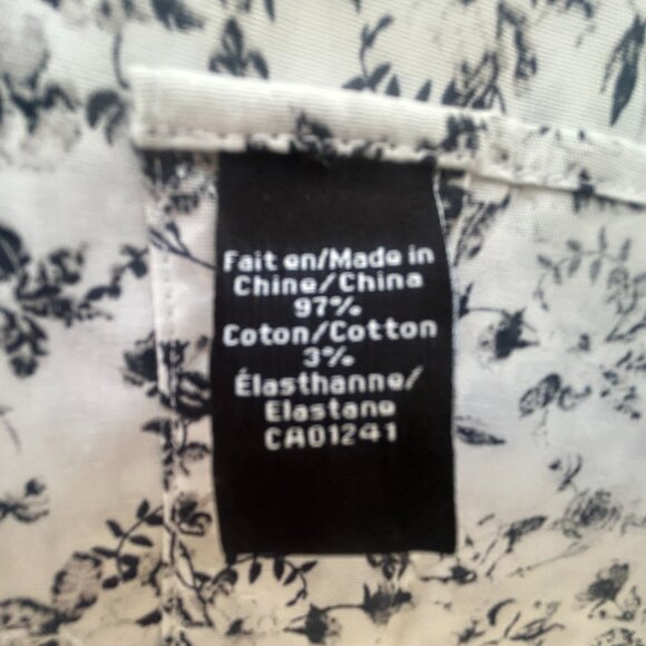 NWOT Le 31 Simons Men’s Slim Fit Floral print Shirt Black White Cotton large 17R - Picture 8 of 9